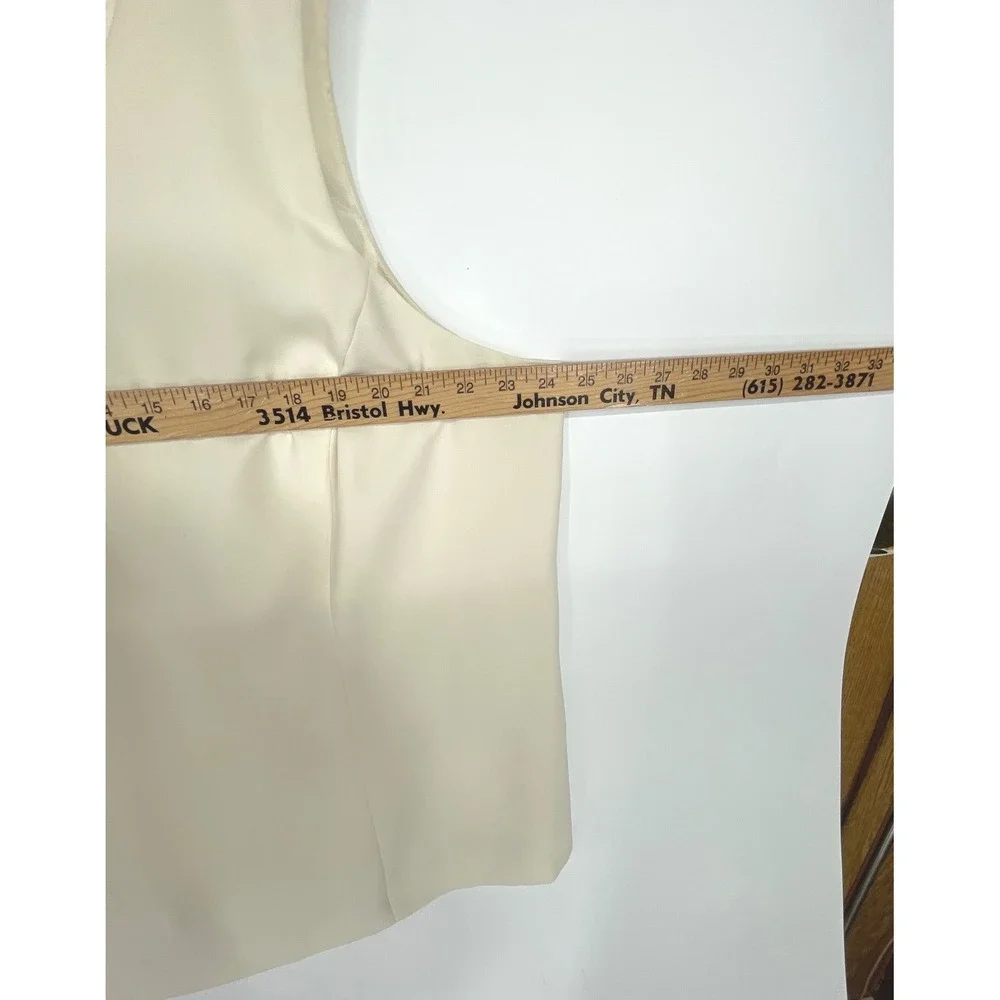 Le Suit Women 2pc Blazer 18W‎ Shell 20W Set Career Cream Collarless Open Front